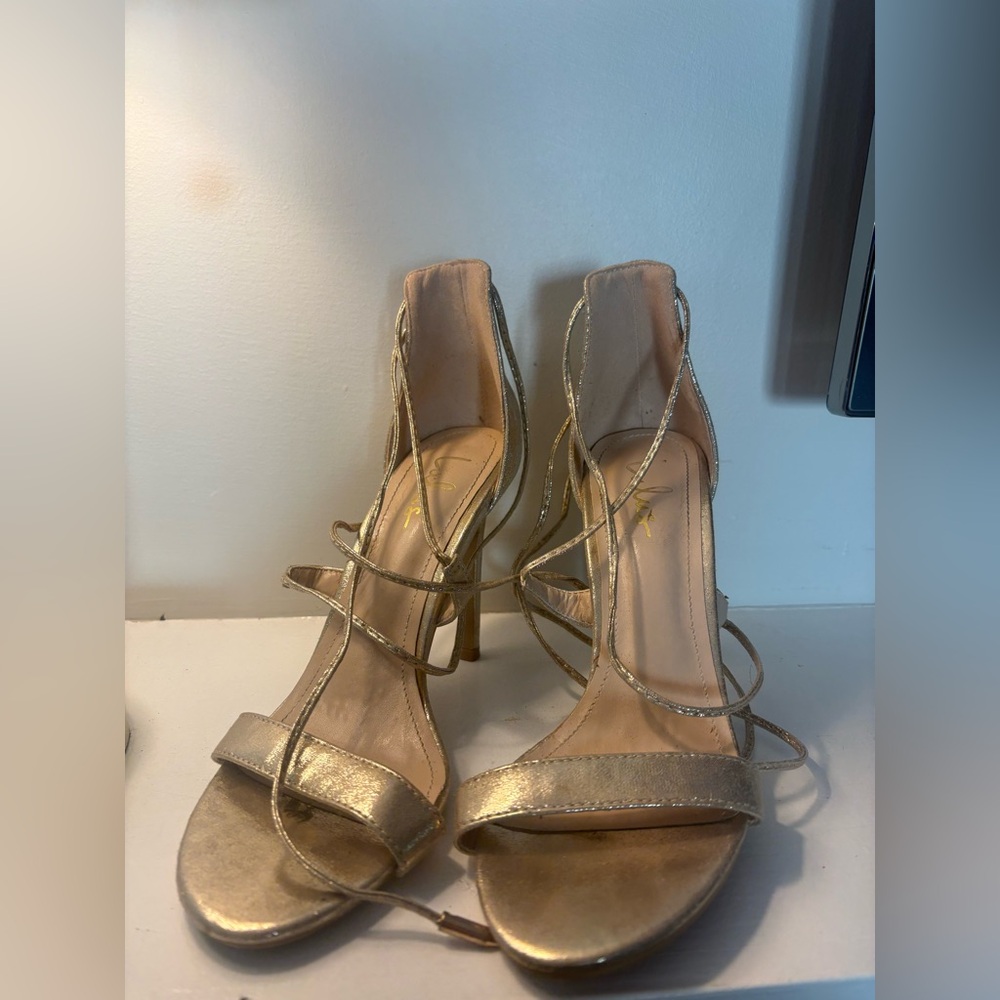Lulu’s Gold Strappy Heeled Sandals